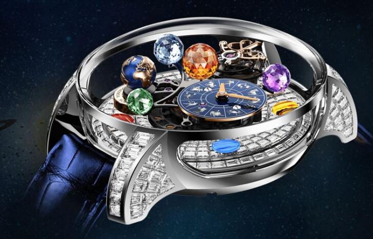 Review Jacob & Co ASTRONOMIA SOLAR BAGUETTE JEWELRY – PLANETS – ZODIAC – WHITE GOLD AS910.30.BD.BD.A Replica watch - Click Image to Close